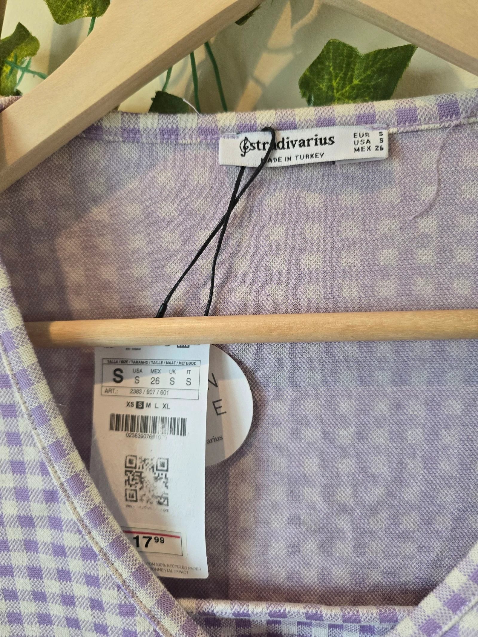 Conjunto de vestido e jaqueta de xadrez vichy lilás e branco de Stradivarius - Novo! – photo 3